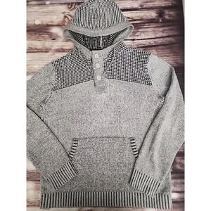 Retrofit Knit Pullover L Hoodie Black‎ Gray Stripe Sweater Skater Retro Y2K